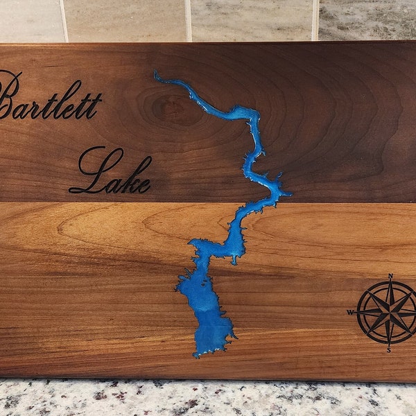 Customize Any Lake - Bartlett Lake Epoxy filled Cutting Board -Lake Life