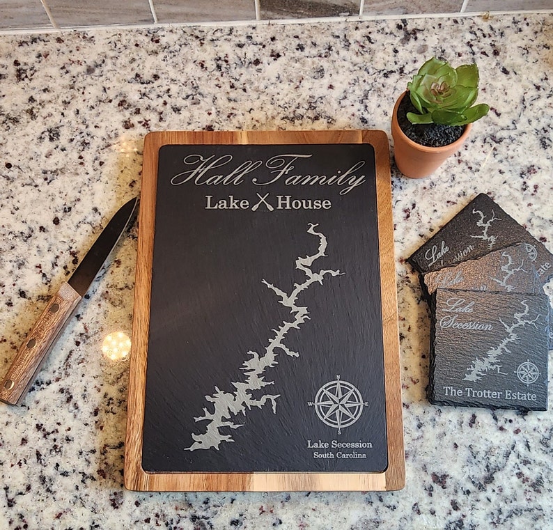 Engraved Lake Slate Cutting Board Customize Any Lake Lake Life 画像 5