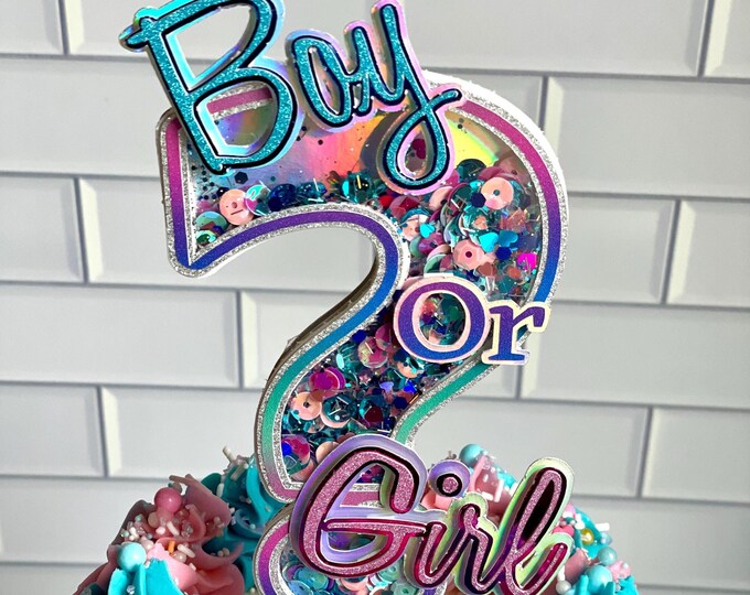Custom Gender Reveal Cake Topper/cake Topper/boy or Girl Cake Topper ...