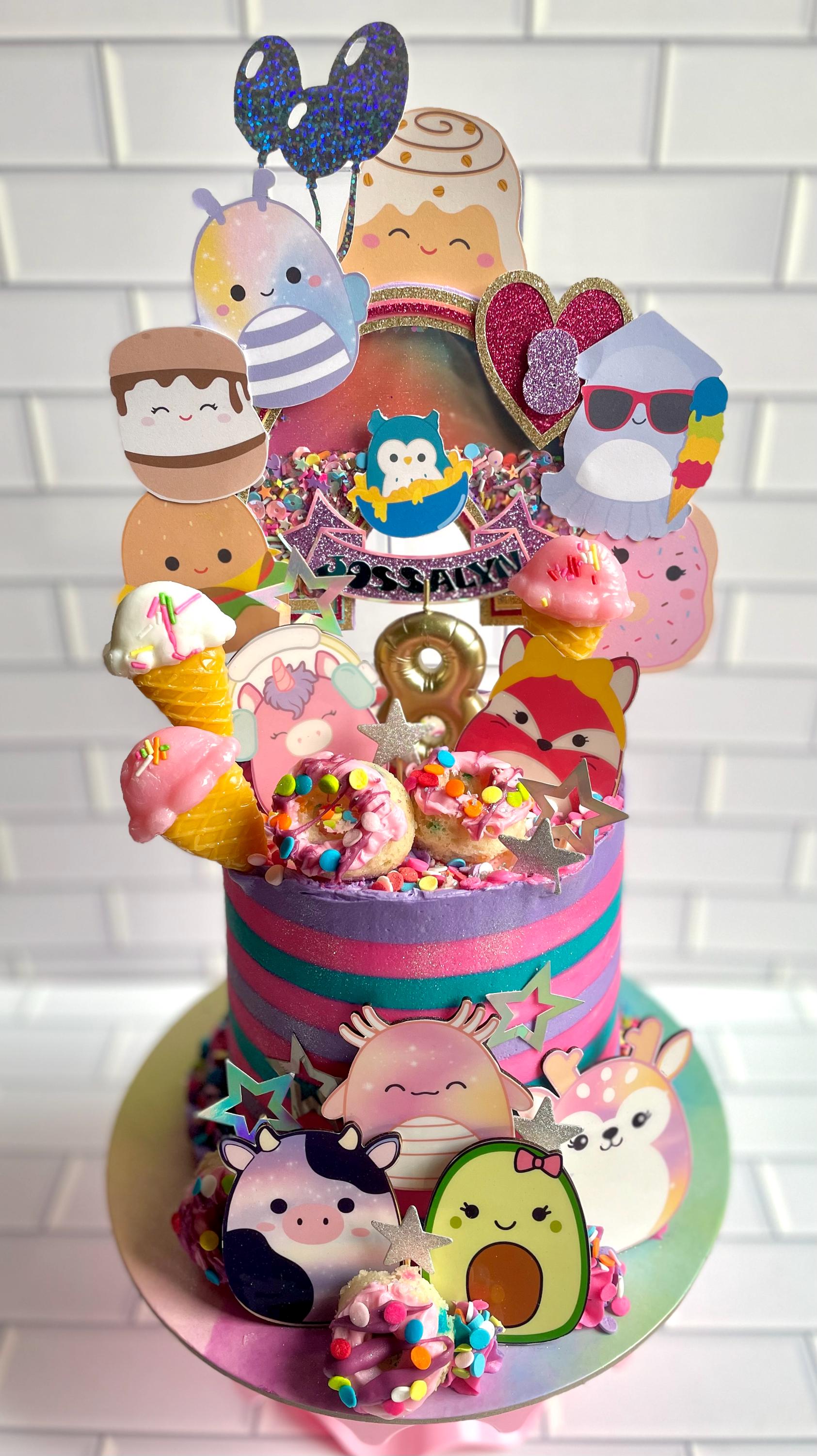 Squishy Cake Topper/Custom Birthday Cake Topper/Number Cake Topper/Shaker Cake Topper/Squishmallow Cake Topper/Stuffed Animal Cake Topper