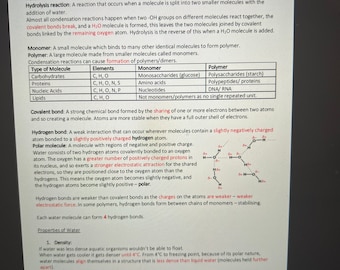 Baccalauréat en biologie avec notes de révision, ANNÉE 1