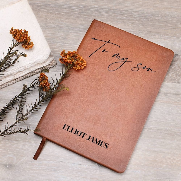 To My Son Personalized Vegan Leather Journal, First Time Dad Gift, New Mom Gift, Expecting Dad Mom Son