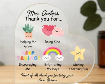 Personalisierte Lehrer Geschenk Acryl Plakette - Benutzerdefiniertes Namensschild, Dankeschön für Lehrer, Ende des Jahres Klassenzimmer Dekoration, Lehrer Wertschätzung
