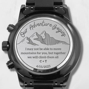 Groom Gift From Bride, Watch For Groom From Bride, Groom Watch Gift, Groom Gift From Bride On Wedding Day, Engraved Watch, Mountain Wedding