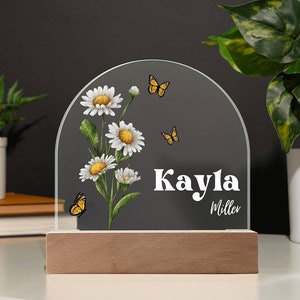 Personalized Birth Month Acrylic Night Light, Custom New Born, Baby Shower Gift, Nursery Light, Birthday Gift Girl, First Birthday Gift