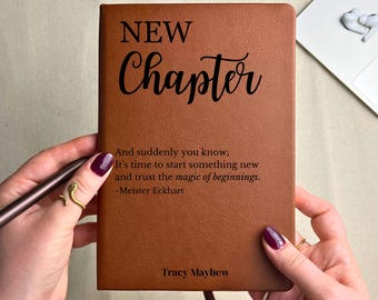 Personalized Vegan Leather Journal, New Chapter Gift