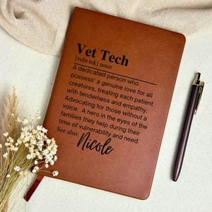 Vet Tech Appreciation Gift Personalized Journal, Vet Tech Gift, Custom Vet Tech Gift, Graduation Gift, Animal Doctor, Vet School Gift