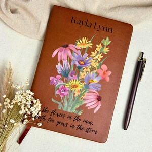 Personalized Womens Floral Prayer Journal For Sermon Notes Leather Notebook for Catholic Prayer Gift For Pastor Answered Prayer Journal