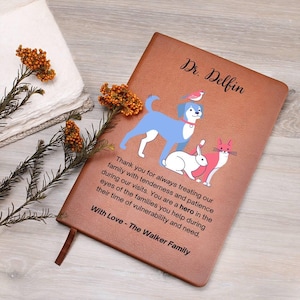 Veterinarian Gift Leather Journal, Vet Gift, Personalized Notebook, Vet Tech Gift, Graduation Gift, Animal Doctor, Vet School Gift DVM Grad