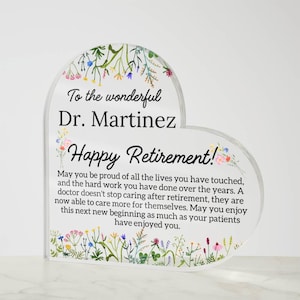 Personalized Retired Doctor Gift Plaque - Gifts for Retired Doctor Retirement Gifts for DR Doctor Coworker Retirement for Women Doctor Gifts