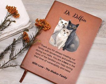 Diario veterinario personalizado de cuero vegano, regalo para técnicos veterinarios