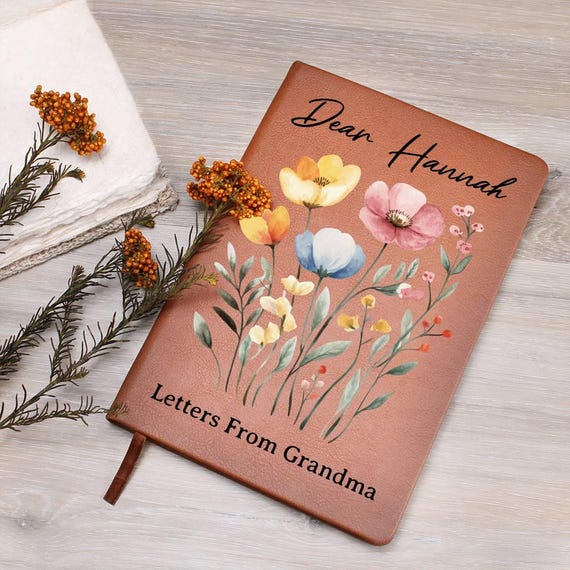 Personalized Vegan Leather Journal, Letters To My Granddaughter, Grandma Keepsake