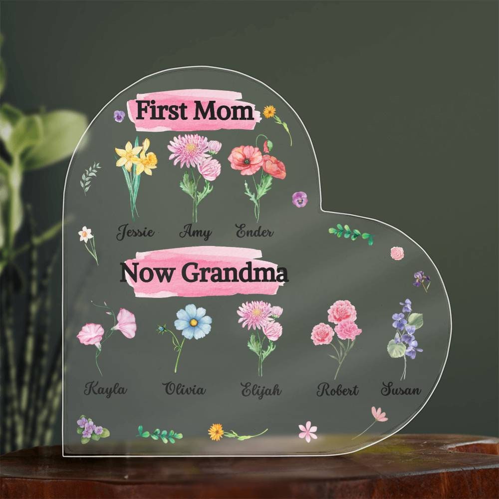 FCZIVA Nonna Targhe e Cartelli Decorativi Acrilico Cuore Placca Ornamenti Donne Festa della Madre Regali Scrivania Segno Gatto Compleanno Regalo Natale Nonnina Pensionamento Grazie Apprezzare Ricordi