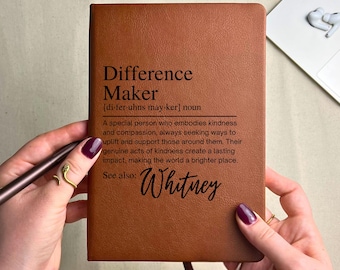 Personalized Vegan Leather Journal - Thank You Gift for Mentor, Teacher