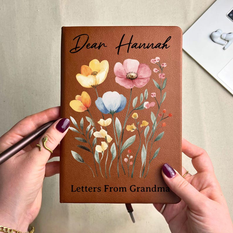 Diario personalizado de cuero vegano, cartas a mi nieta, recuerdo de la abuela imagen 5