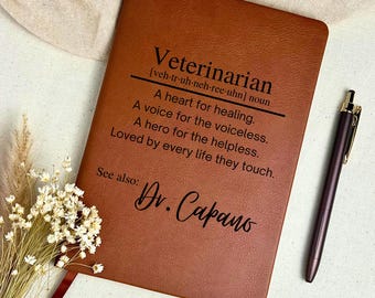 Diario de piel personalizado para veterinarios - Regalo de Navidad para veterinarios, Regalo de agradecimiento personalizado para veterinarios, Regalo de graduación para veterinarios
