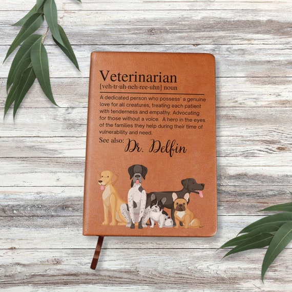 Personalized Veterinarian Vegan Leather Journal, Vet School Gift