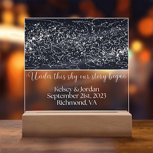 Beleuchtete Sternenkarte nach Datum, Benutzerdefinierte Sternenkarte, 10 Jahre Jubiläumsgeschenk, Acryl Sternenkarte, 1 Jahr Jubiläumsgeschenk