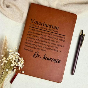 Custom Veterinarian Gift Leather Journal - Vet Appreciation, Personalized Notebook, Vet Tech Gift, Graduation Gift for Vet School Gifts Pets