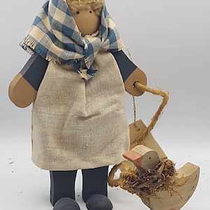 Vintage, Lizzie High 1985 Wooden Folk Doll
