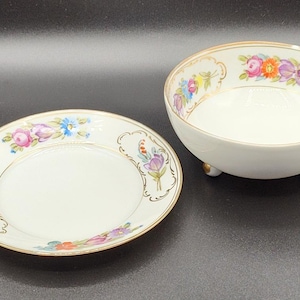 Hand Painted Nippon Porcelain Candy Dish and Saucer