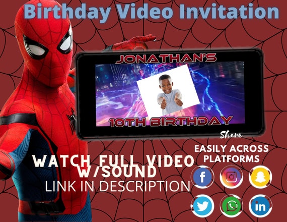 Spiderman Customizable Mp4 Video Invitation File