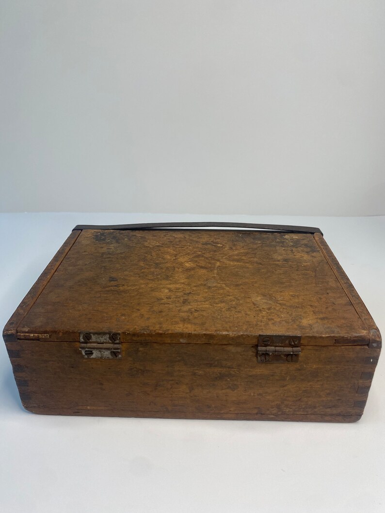 Antique Wooden Cigar Box With Metal Closure Bar Etsy