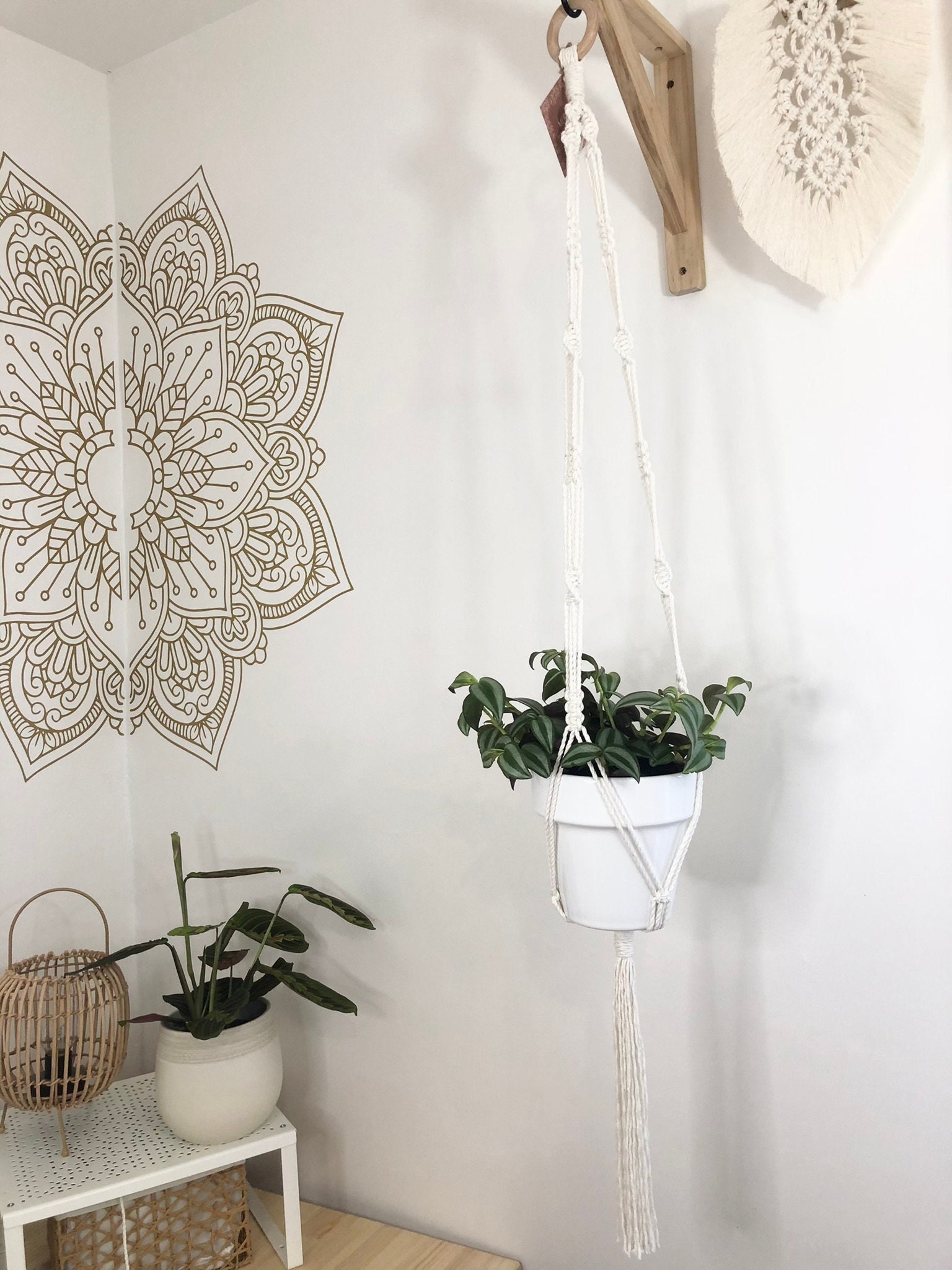 Macramé/Suspension Plante Jardinières en Macramé Support Écru