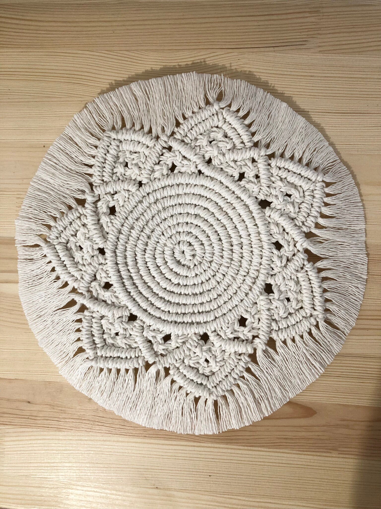 Placemat / Macramé / Interior Decoration / Round 25 Cm in Etsy