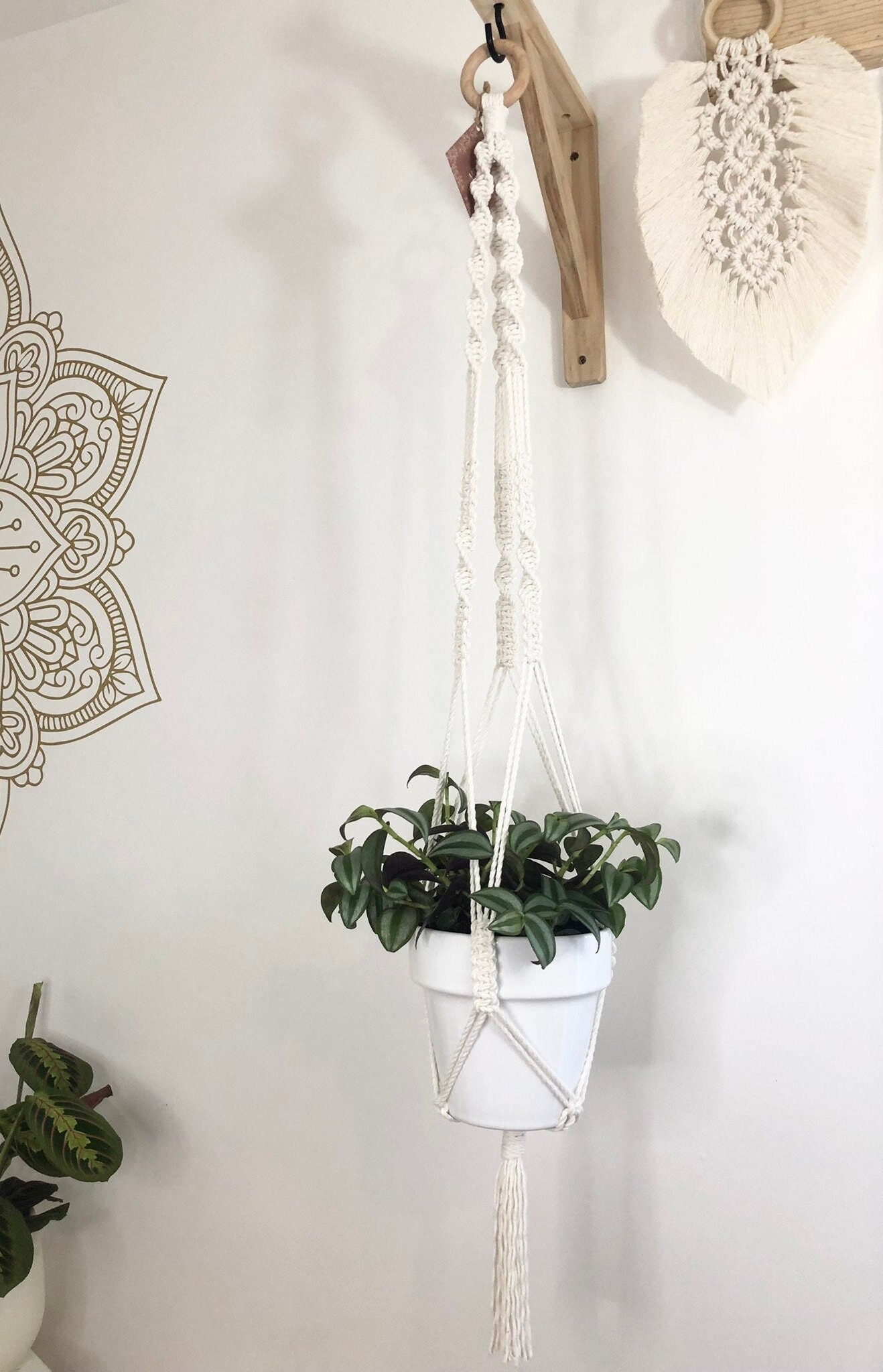 Macramé/Suspension Plante Jardinières en Macramé Support Écru