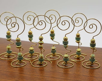 Place Card/Table Number Holders (set of 8) Turquoise Gold beads w/Gold Wire