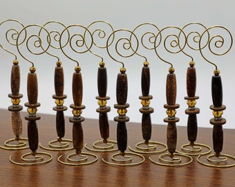 Place Card/Table Number Holders (set of 10) Brown beads w/Gold Wire