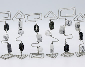 Marble Bead Place Card Holders: Silver Wire Table Number Stands (Set of 8)