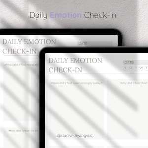 Self-Awareness & Emotional Intelligence | Daily Emotion Check-In Worksheet | Emotional Wellness Journal Page | Mental Health Tracker