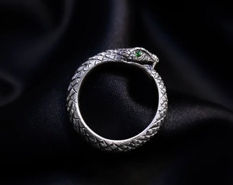 Handmade Sterling Silver Ouroboros Ring - Snake Eating Tail, Mythological Jewelry