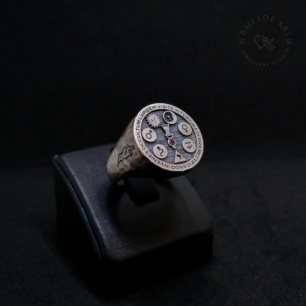 VITRIOL Silver Ring - Tabula Smaragdina, Alchemy Jewelry
