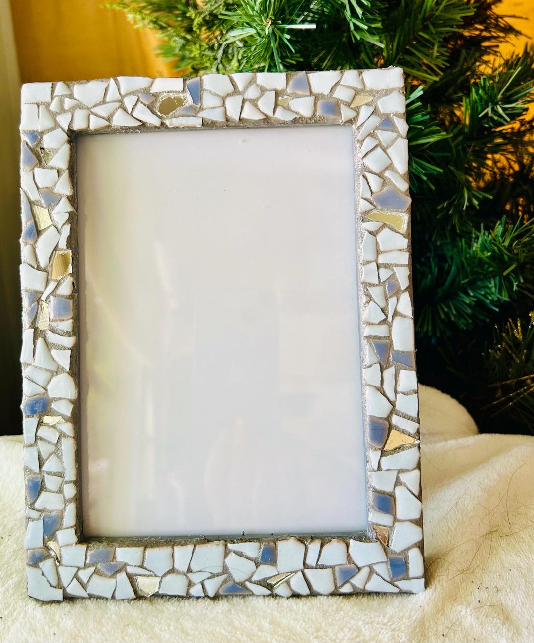 Handmade Light Blue Ceramic Tile Picture Frame: 5x7 Mirror Accents - Etsy