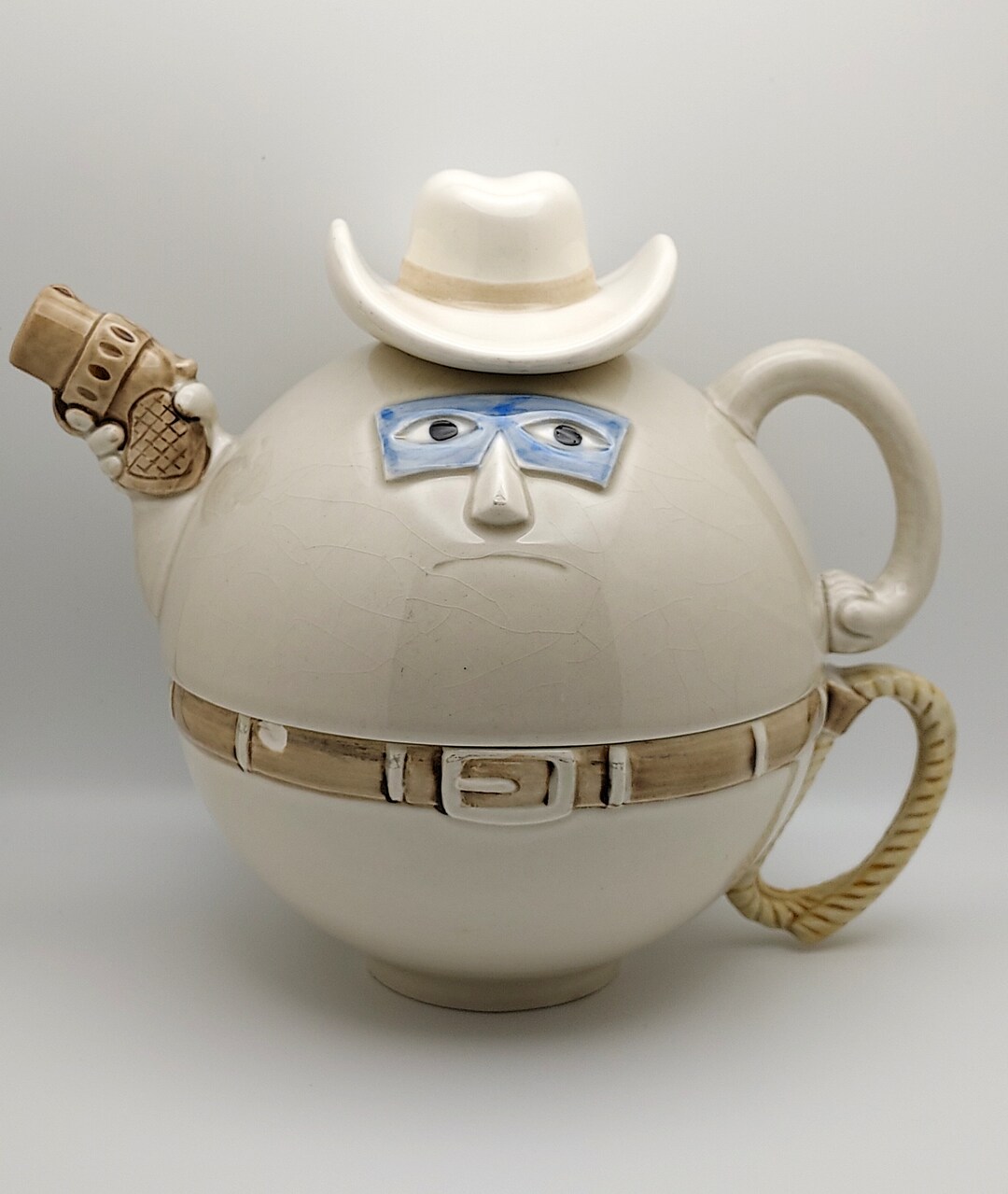 Vintage Fitz & Floyd Masked Man Teapot With Cup Etsy