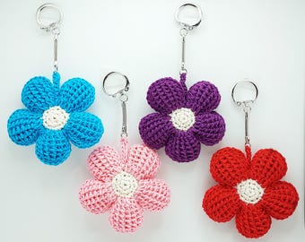 Handmade Puffy Flower Keychain Bag Charm