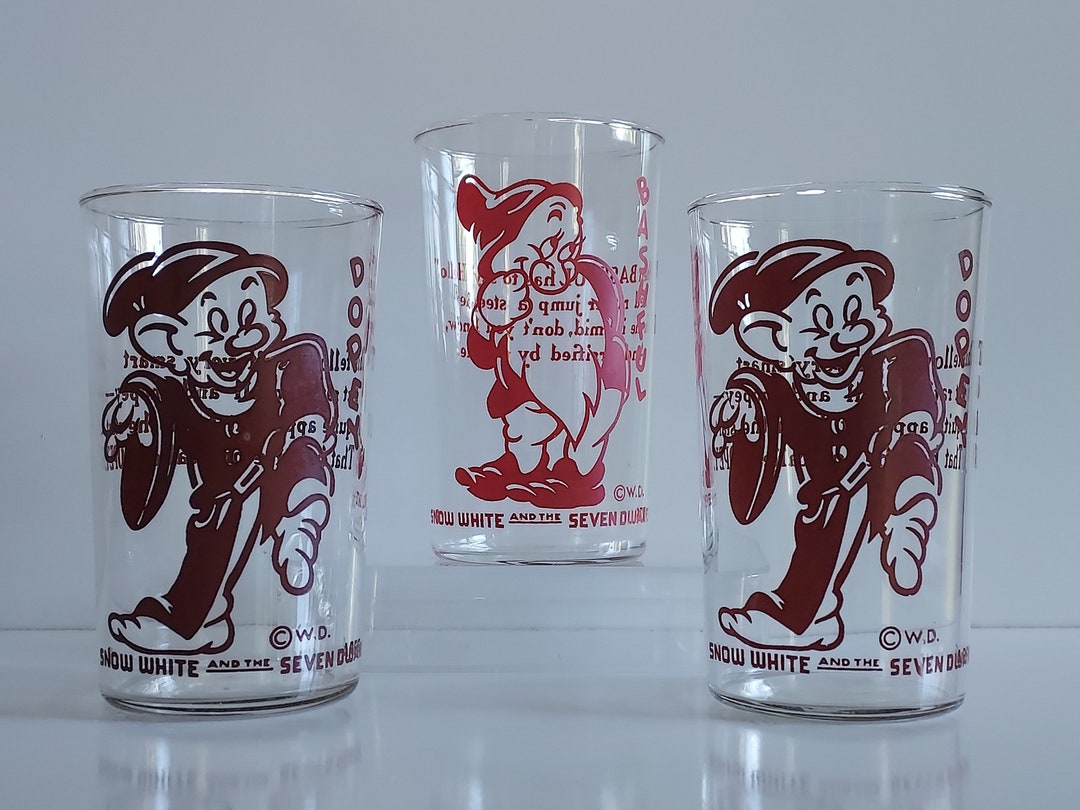 Disney Drinking Glasses Snow White and Seven Dwarfs 1938 Movie Promo Etsy