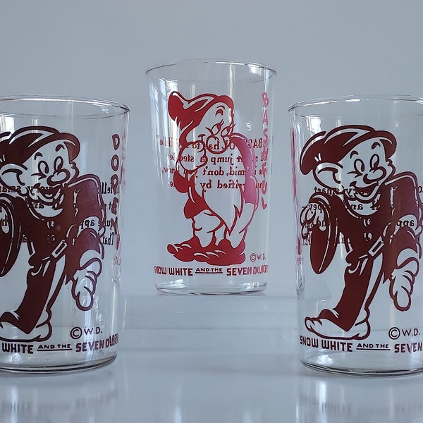 Disney Drinking Glasses Snow White And Seven Dwarfs 1938 Movie Promo