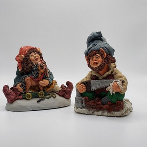 June McKenna Wood Resin Christmas Collectible Elves Tammy and Scottie SOLD SEPERATELY
