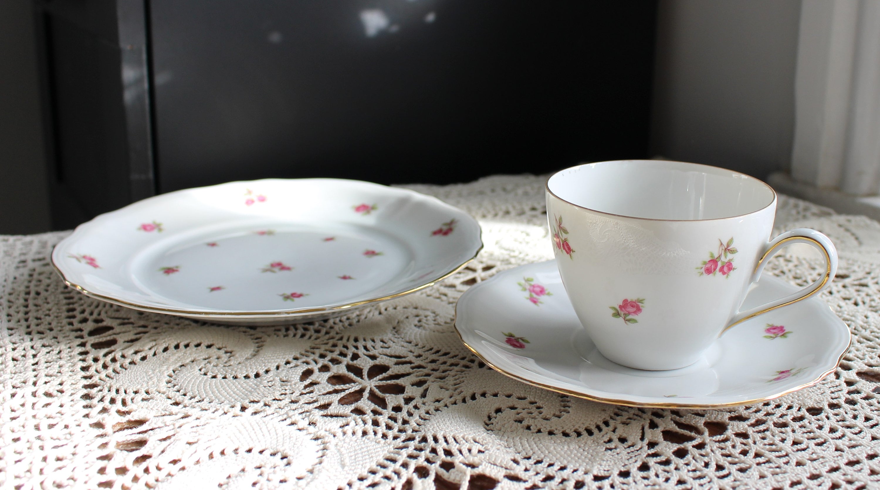 Vintage Mitterteich Bavaria Porcelain Trio: Cup, Saucer Vintage Mitterteich Bavaria Porcelain Trio: Cup, Saucer