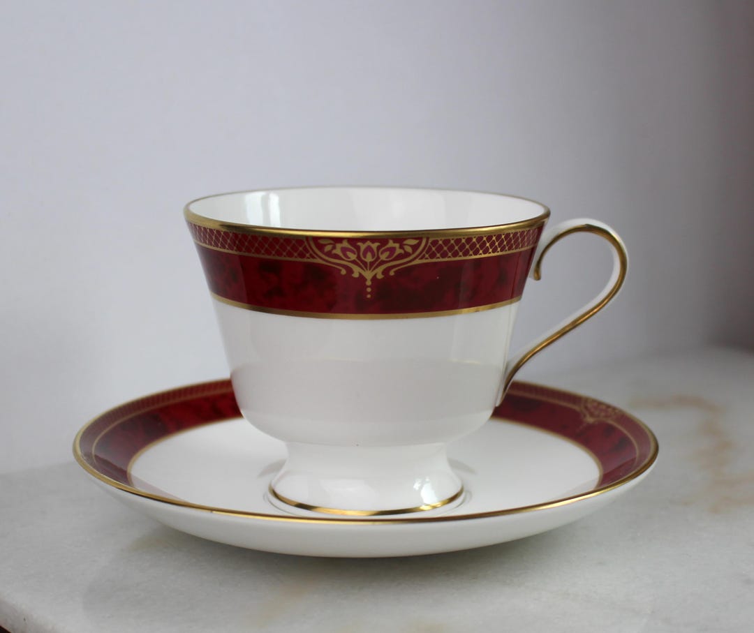 Elegant Vintage Spode Teacup & Saucer 'bordeaux', Y8594, 3