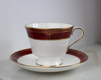 Elegant Vintage Spode Teacup & Saucer &#39;Bordeaux&#39;, Y8594, 3 Sets Available