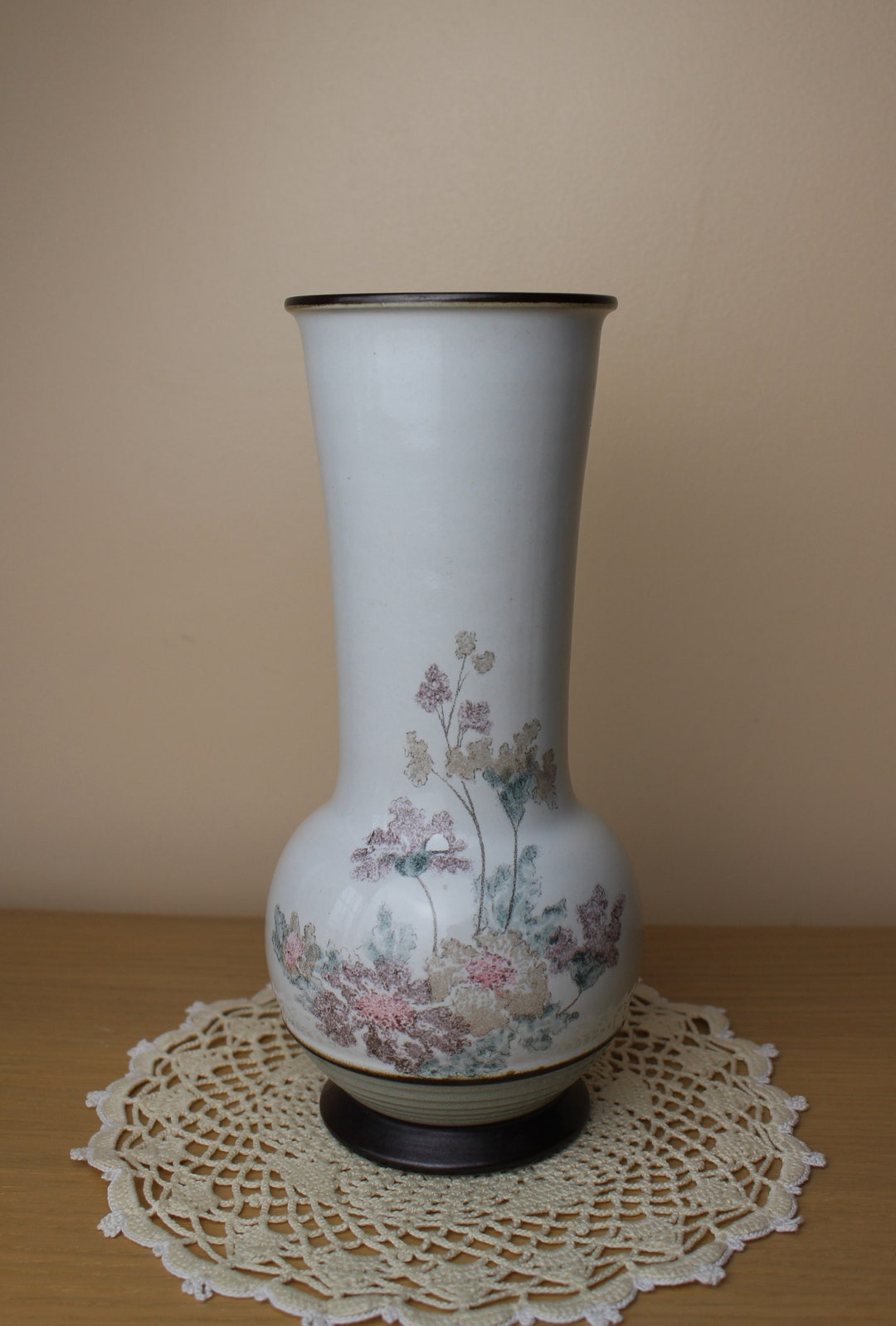 Vintage Denby 'romance' Vase Handcrafted Floral