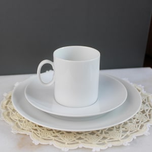 Vintage Thomas Germany White Porcelain Coffee Trio (Cup, Saucer, Plate)