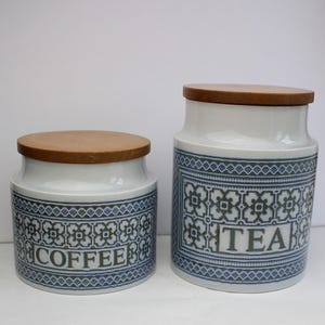 Vintage Ceramic &#39;Tapestry&#39; Tea & Coffee Containers/Jars by Hornsea, England. Sold Separately