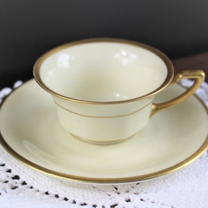 Vintage Rosenthal Porcelain Demitasse Cup & Saucer Ivory with Gold Rims