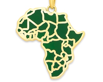 Afrika Anhänger aus massivem 585er Gold, grüner Emaille, Anhänger nur